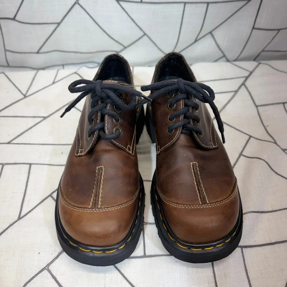 Dr. Martens 9469 Oxford Size 8 Brown Vintage Platform Split Toe Leather Shoes